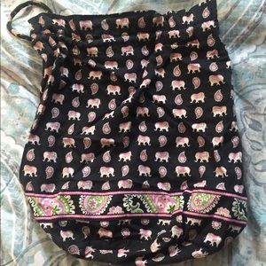Vera Bradley Pink Elephants Draw String Tote Bag
